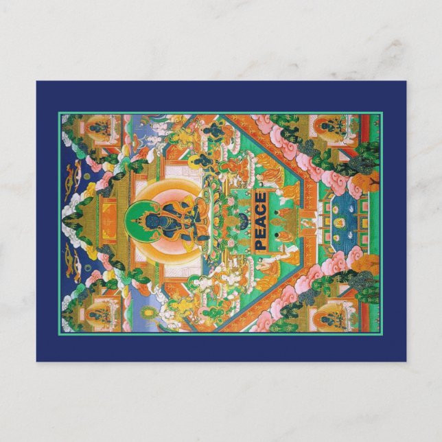 Peace Buddha: Akshobhya: Tibetan Thangka: Postcard (Front)