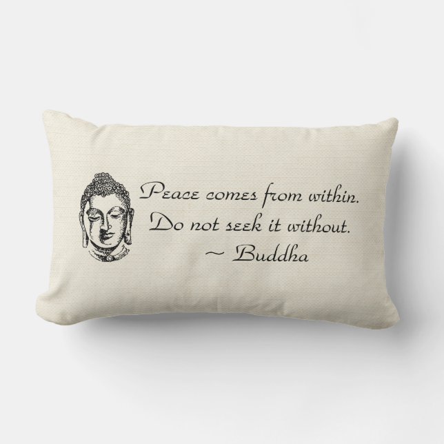 Peace Buddha Quotes Lumbar Cushion (Front)