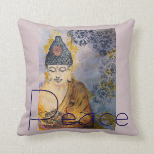 Peace Buddha Watercolor Art Pillow