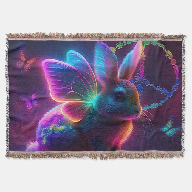 Peace Bunny Throw Blanket (Front)