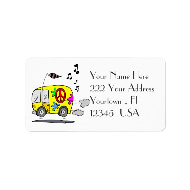 Peace Bus Retro  Address Label (Front)
