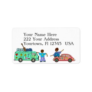 Peace Bus Retro  Address Label