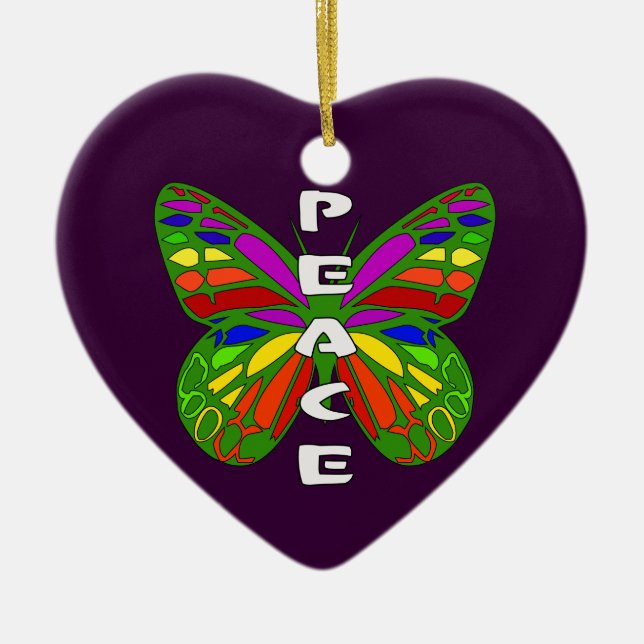 Peace Butterfly Ceramic Tree Decoration (Front)
