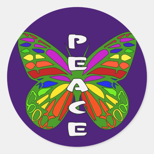 Peace Butterfly Classic Round Sticker (Front)