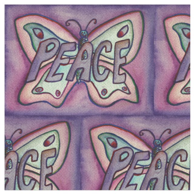 Peace Butterfly Inspirational Art Fabric Material (Close Up)
