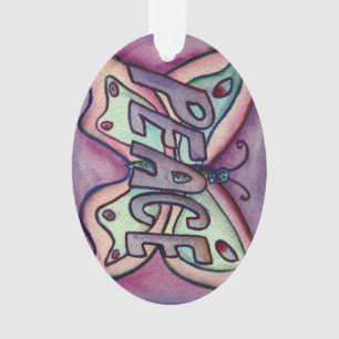Peace Butterfly Word Art Gift Holiday Ornament