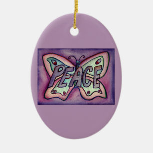 Peace Butterfly Word Art Gift Holiday Ornament