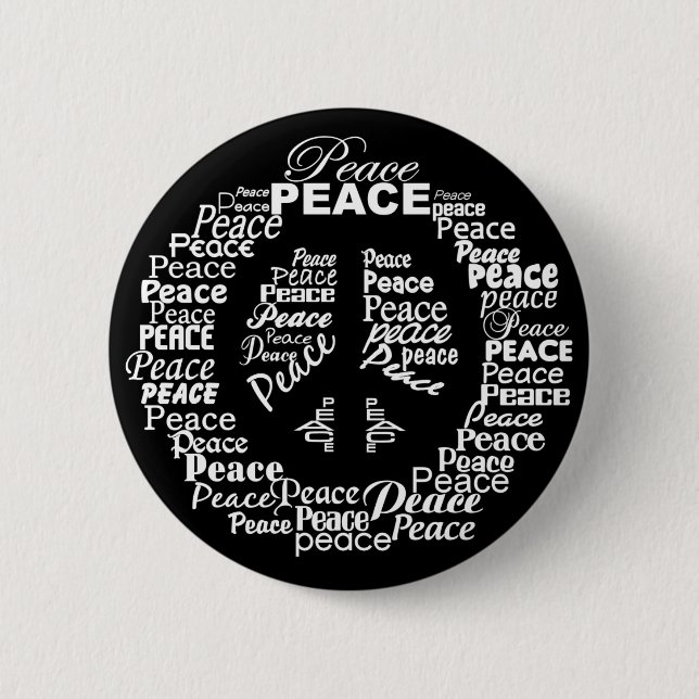 Peace button - Black & White (Front)