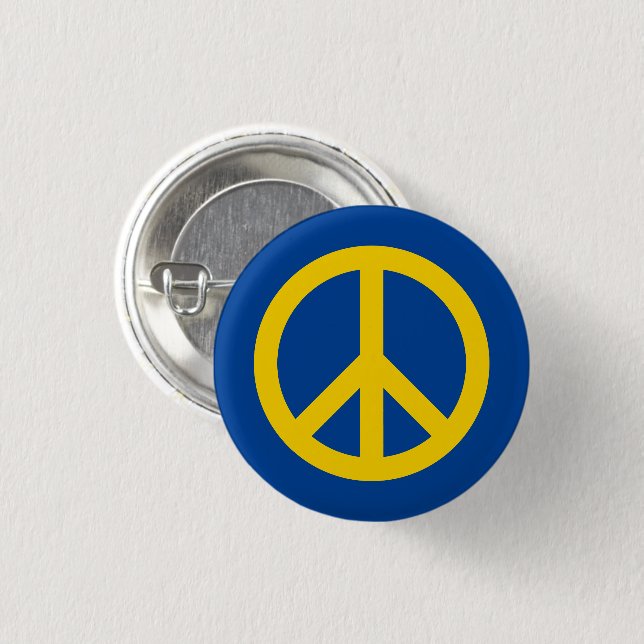 Peace button in blue yellow Ukraine flag colours (Front & Back)