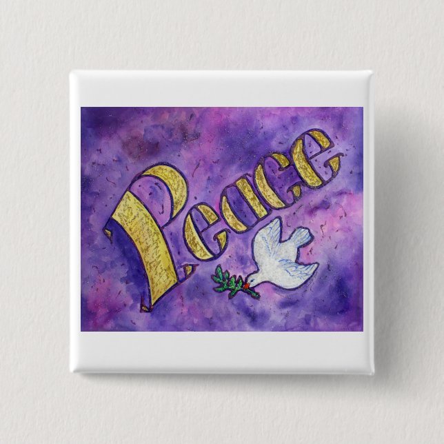Peace Button (Square) (Front)
