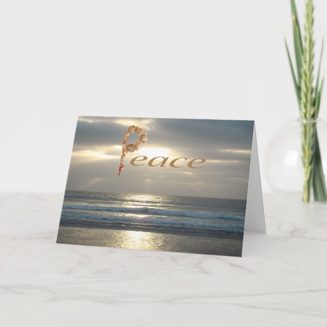 Peace Calm Ocean Photo Handcrafted Seashell Card (Front)
