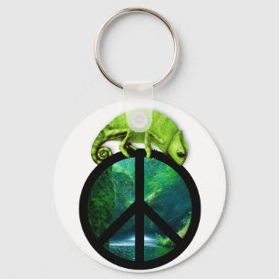 peace chameleon key ring