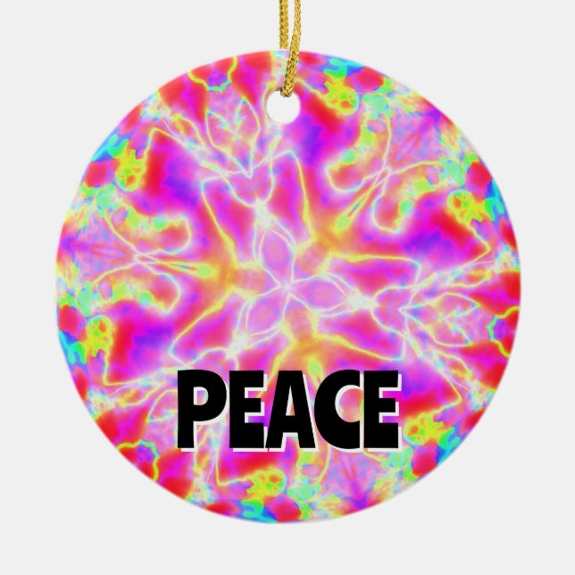 PEACE ( change the words) Ceramic Tree Decoration (Front)