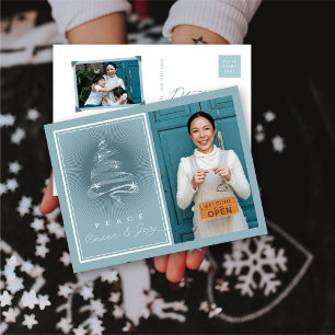 Peace Cheer Joy Sparkling Christmas Tree Business Holiday Postcard