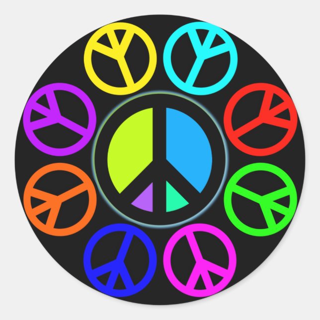 PEACE COLOR WHEEL CLASSIC ROUND STICKER (Front)