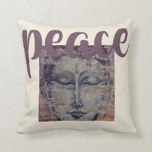Peace Colourful Buddha Watercolor Art Throw Pillow