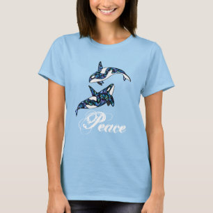 Peace ~ Colourful Psychedelic Trippy Orca Whales T-Shirt