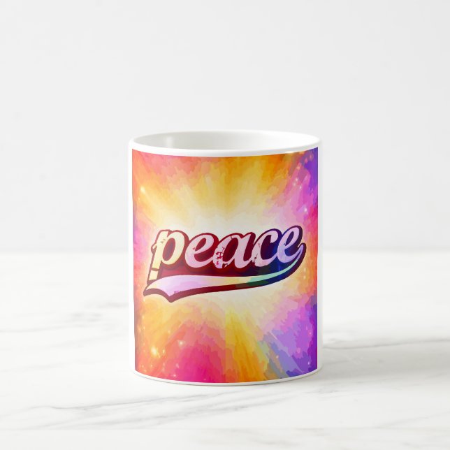 Peace Colourful Typography Inspirational Coffee Mug (Center)