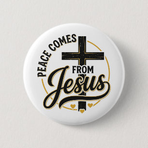 Peace Comes From Jesus Christian Cross Shirt 6 Cm Round Badge
