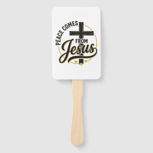 Peace Comes From Jesus Christian Cross Shirt Hand Fan