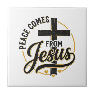 Peace Comes From Jesus Christian Cross Shirt Tile