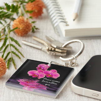 Peace Comes From Within You Orchids Keychain