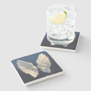 Peace Comfort Timeless Beauty Blue Elegant Angel Stone Coaster