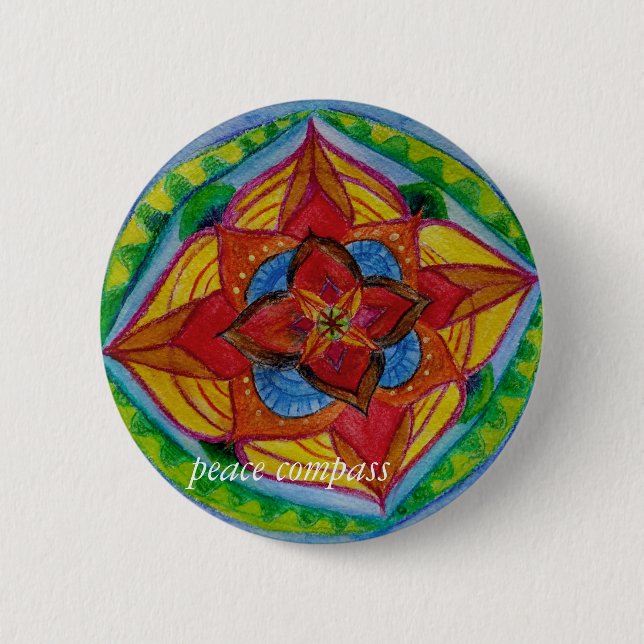 Peace Compass Mandala Round Badge (Front)