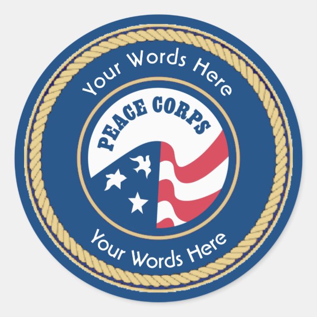 Peace Corps Universal Rope Shield Classic Round Sticker (Front)