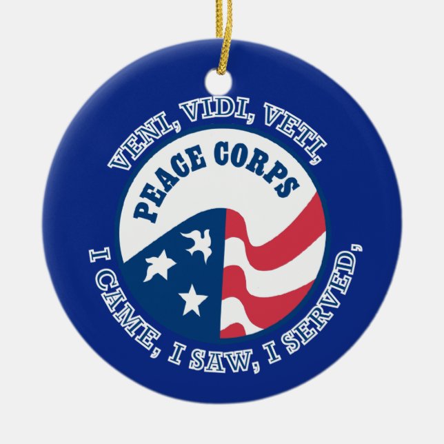 Peace Corps VVV Shield Ceramic Tree Decoration (Front)