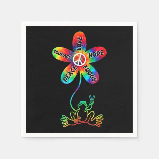 Peace Courage Love Hope Frogs Hippie Napkin (Front)