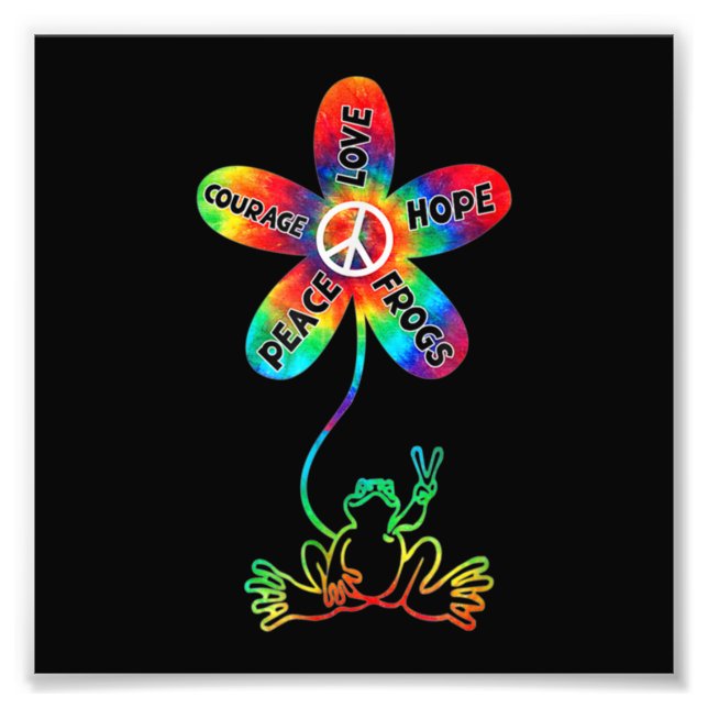 Peace Courage Love Hope Frogs Hippie Photo Print (Front)