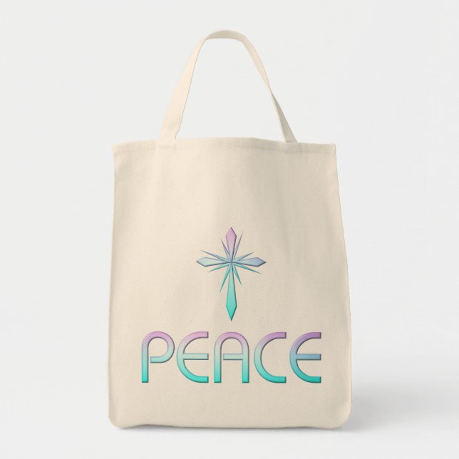 Peace Cross Christian Tote Bag (Front)