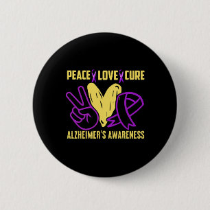 Peace Cure Love Alzheimer´s Awareness 6 Cm Round Badge