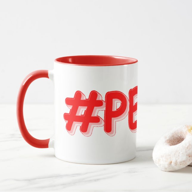 "#PEACE" Cute Design. Buy Now Mug (With Donut)