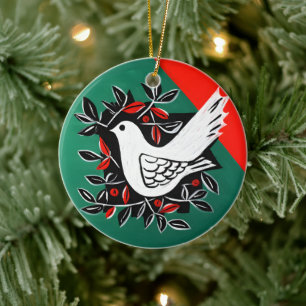Peace Dove حمامة السلام: No War, Only Peace Ceramic Tree Decoration