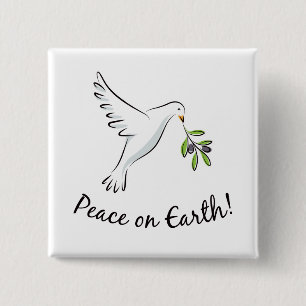 Peace dove 15 cm square badge