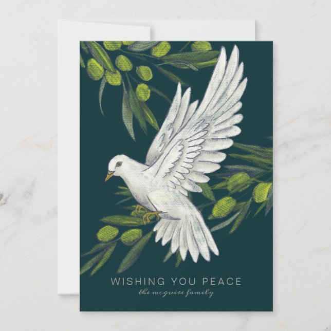 Peace Dove and Olive Branches Holiday Card (Front)