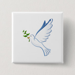 Peace dove cartoon 15 cm square badge