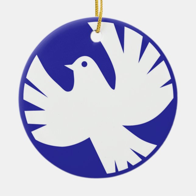 PEACE DOVE CERAMIC TREE DECORATION (Front)