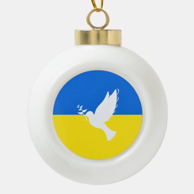 Peace Dove Christmas Ornament Ukraine Flag Freedom (Front)