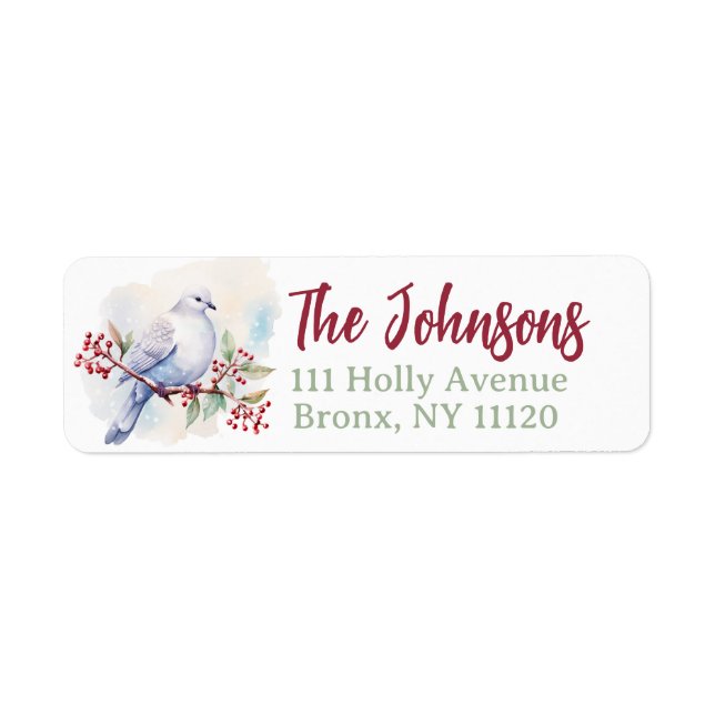 Peace Dove Christmas Return Address (Front)