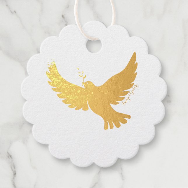 Peace Dove Foil Favour Tags (Front)