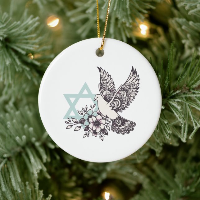 Peace Dove For Israel Ceramic Tree Decoration (Tree)