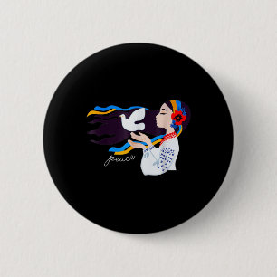 peace dove girl Support Ukraine Stand With Ukraini 6 Cm Round Badge