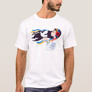 Peace Dove Girl Ukrainian Flag We All Want Freedom T-Shirt