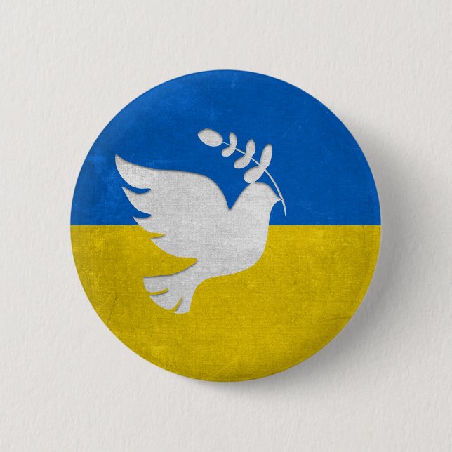 Peace Dove.I stand with Ukraine !!! Button (Front)