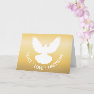 Peace Dove in Flight White on Gold Simply Elegant Card