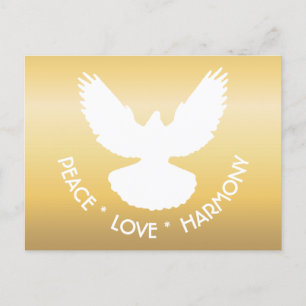 Peace Dove in Flight White on Gold Simply Elegant  Postcard