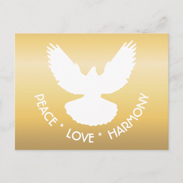 Peace Dove in Flight White on Gold Simply Elegant  Postcard (Front)